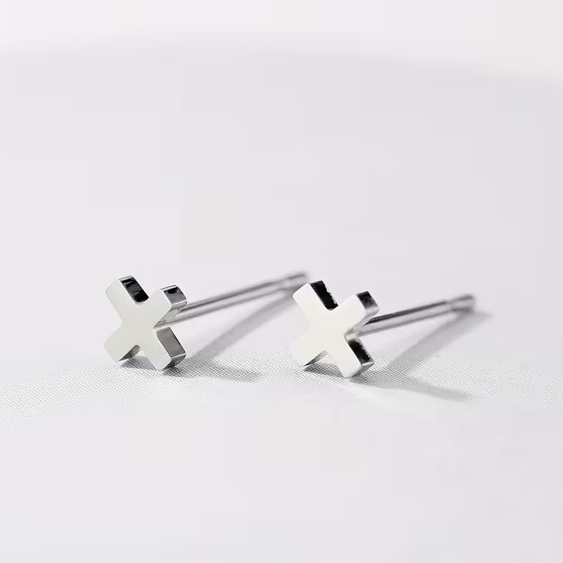 CROSS STUD EARINGS (STAINLESS STEEL)