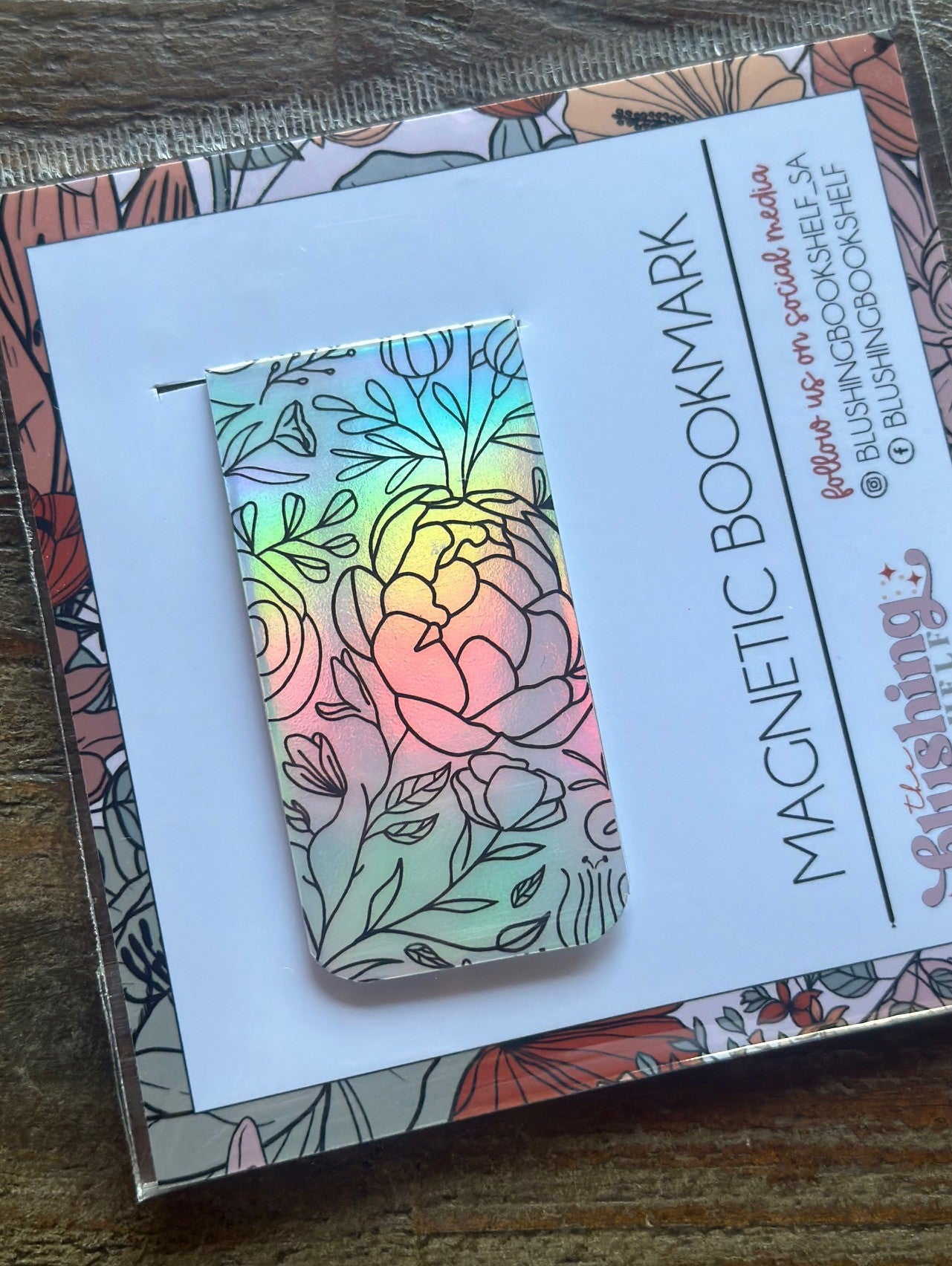 HOLOGRAPHIC FLORAL MAGNETIC BOOKMARK