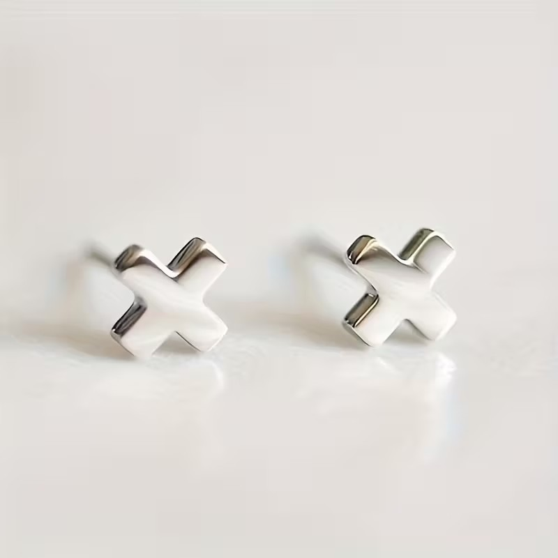CROSS STUD EARINGS (STAINLESS STEEL)